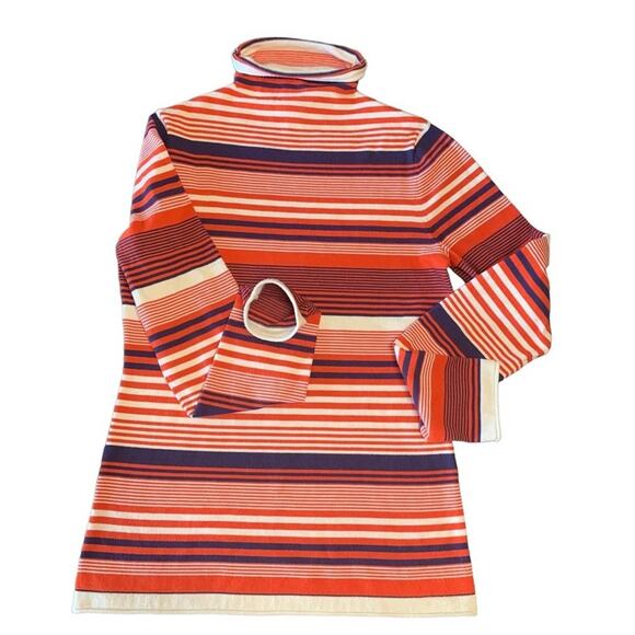 XS Duluth Trading Co. Burnt Orange Stripped Prep S'no Sweat Mock Neck Striped - Picture 6 of 11